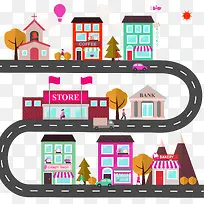 多彩简约公路屋子装饰图案-空若网 多彩简约公路屋子装饰图案-空若网