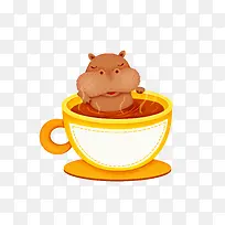 卡通杯子里的河马免抠图-空若网 卡通杯子里的河马免抠图-空若网