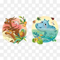 创意手绘河马羚羊-空若网 创意手绘河马羚羊-空若网