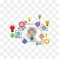 矢量齿轮灯泡装饰图案-空若网 矢量齿轮灯泡装饰图案-空若网