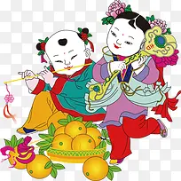 手绘新年福娃水果-空若网 手绘新年福娃水果-空若网