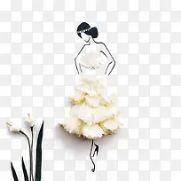 手工美女花卉插画-空若网 手工美女花卉插画-空若网