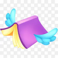 手绘蓝色翅膀紫色书本-空若网 手绘蓝色翅膀紫色书本-空若网