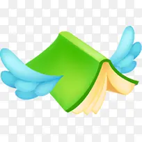卡通手绘绿色书本蓝色翅膀-空若网 卡通手绘绿色书本蓝色翅膀-空若网