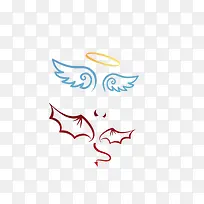 天使 翅膀 恶魔 线条 装饰图案-空若网 天使 翅膀 恶魔 线条 装饰图案-空若网