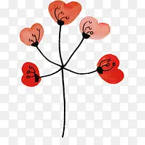 红色爱心小清新树叶-空若网 红色爱心小清新树叶-空若网