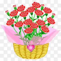 卡通手绘一篮子玫瑰花-空若网 卡通手绘一篮子玫瑰花-空若网