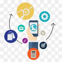 手机购物扁平化矢量素材-空若网 手机购物扁平化矢量素材-空若网