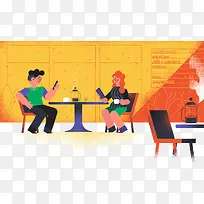 男女约会插画-空若网 男女约会插画-空若网