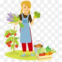 采摘蔬菜的少女-空若网 采摘蔬菜的少女-空若网