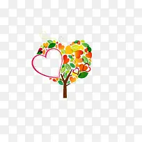 彩色可爱风格爱心树装饰-空若网 彩色可爱风格爱心树装饰-空若网