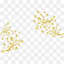 精美长在树枝上的金色梅花矢量图-空若网 精美长在树枝上的金色梅花矢量图-空若网