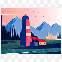 AI手绘图片插画夜景-空若网 AI手绘图片插画夜景-空若网