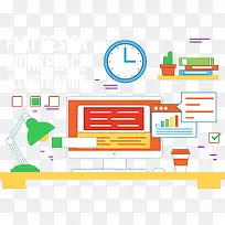 矢量电脑工作室插图-空若网 矢量电脑工作室插图-空若网