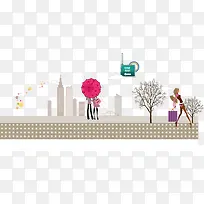 矢量扁平化城市街道素材-空若网 矢量扁平化城市街道素材-空若网