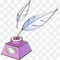 手绘紫色可爱羽毛笔-空若网 手绘紫色可爱羽毛笔-空若网