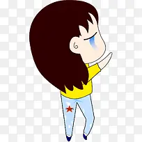 哭泣手指侧面卡通女孩-空若网 哭泣手指侧面卡通女孩-空若网