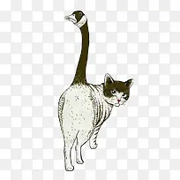 简约插画猫咪鸭子-空若网 简约插画猫咪鸭子-空若网