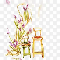 矢量薰衣草和板凳-空若网 矢量薰衣草和板凳-空若网