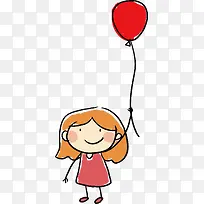 矢量小女孩气球手绘卡通素材-空若网 矢量小女孩气球手绘卡通素材-空若网