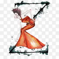 手绘礼服婚纱模特插画-空若网 手绘礼服婚纱模特插画-空若网