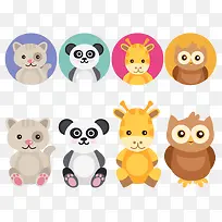 8款可爱动物与头像矢量素材-空若网 8款可爱动物与头像矢量素材-空若网