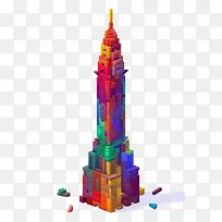 彩色积木建筑物-空若网 彩色积木建筑物-空若网