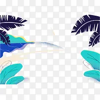 手绘夏季树叶边框插画装饰-空若网 手绘夏季树叶边框插画装饰-空若网