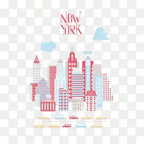 扁平化卡通纽约城市-空若网 扁平化卡通纽约城市-空若网