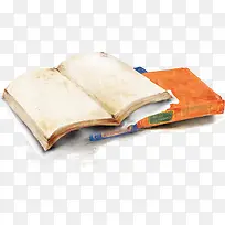 手绘橙色打开书籍插画-空若网 手绘橙色打开书籍插画-空若网