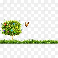 草地绿树蝴蝶-空若网 草地绿树蝴蝶-空若网