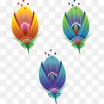 3款彩色花苞矢量图-空若网 3款彩色花苞矢量图-空若网