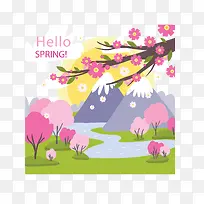 你好春天粉红树枝-空若网 你好春天粉红树枝-空若网