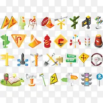 道路警示路标矢量素材-空若网 道路警示路标矢量素材-空若网