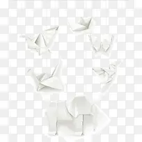 6款白色折纸动物矢量图-空若网 6款白色折纸动物矢量图-空若网