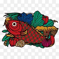 艺术手绘鱼蔬菜图案-空若网 艺术手绘鱼蔬菜图案-空若网