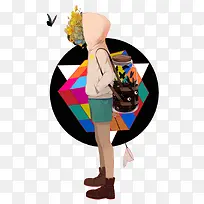 简约花朵少年插画-空若网 简约花朵少年插画-空若网