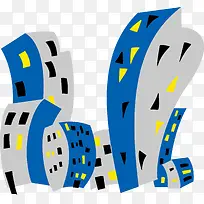 弯曲楼房插画矢量-空若网 弯曲楼房插画矢量-空若网