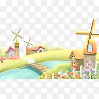 卡通风车和花朵-空若网 卡通风车和花朵-空若网