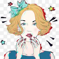 手绘抖音风格时尚女人插画-空若网 手绘抖音风格时尚女人插画-空若网