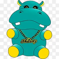 卡通可爱湖蓝色河马矢量图-空若网 卡通可爱湖蓝色河马矢量图-空若网