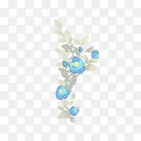 水彩蓝花白叶子-空若网 水彩蓝花白叶子-空若网
