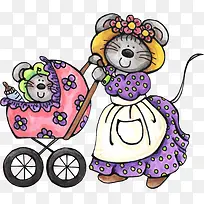 卡通可爱小猫推着车-空若网 卡通可爱小猫推着车-空若网