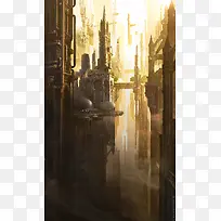 炫酷的幻想城市插画-空若网 炫酷的幻想城市插画-空若网