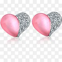粉色爱心满钻饰品耳饰-空若网 粉色爱心满钻饰品耳饰-空若网