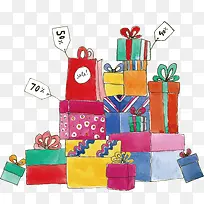 彩色冬季促销礼物堆-空若网 彩色冬季促销礼物堆-空若网