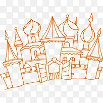 创意线条城堡橙色-空若网 创意线条城堡橙色-空若网