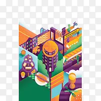 创意扁平城市形象-空若网 创意扁平城市形象-空若网