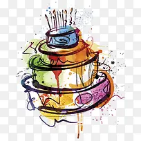 涂鸦插画蛋糕-空若网 涂鸦插画蛋糕-空若网