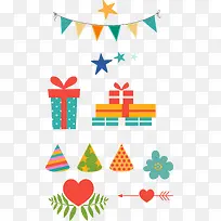 扁平化生日礼物飘带装饰-空若网 扁平化生日礼物飘带装饰-空若网